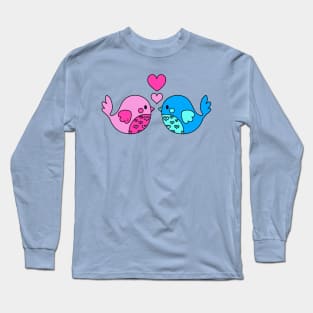 Love Birds (Pink and Blue) - Blue Long Sleeve T-Shirt